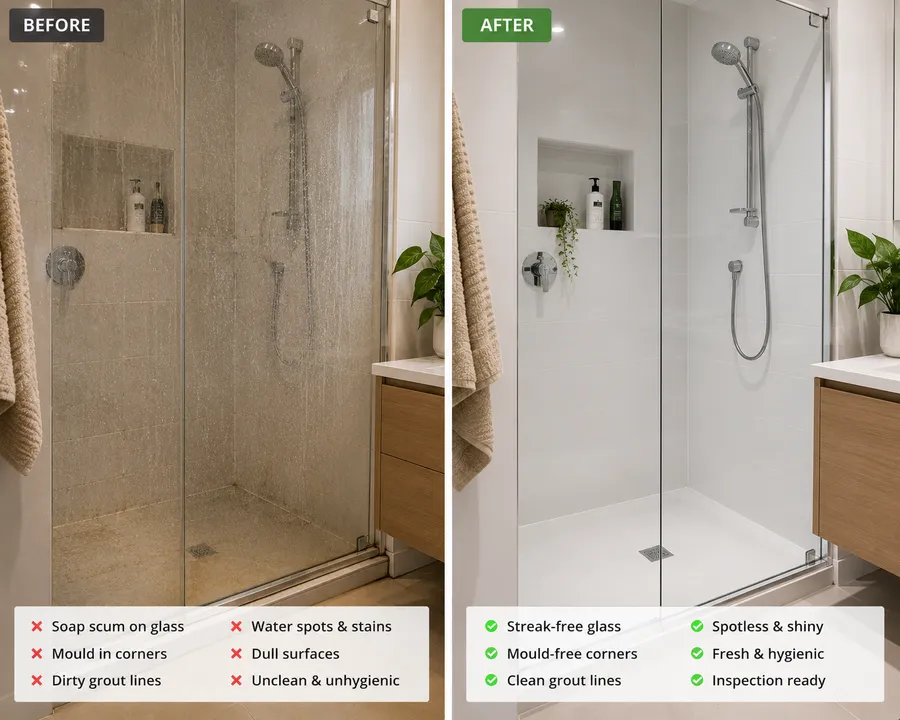 Bathroom before and after deep clean Melbourne