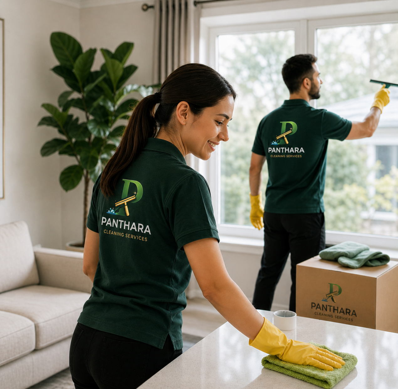 Panthara cleaning team working in a home