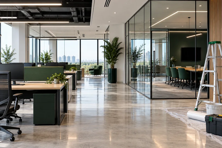 Commercial office fit-out ready for a final clean