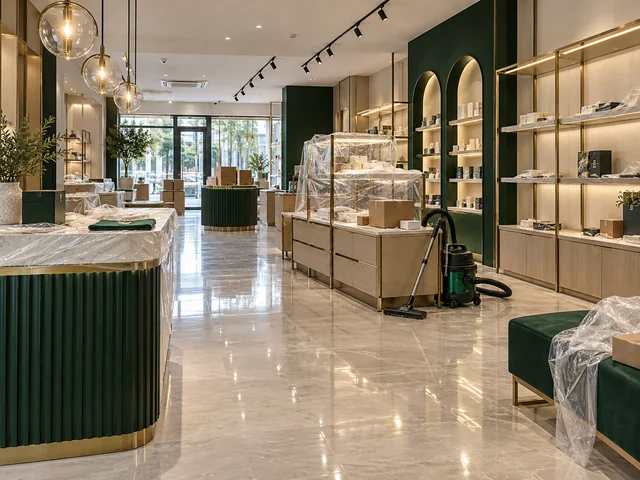 Cleaning of a newly fitted-out shop in Melbourne