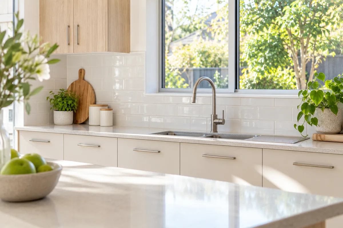 Bright clean kitchen surfaces in a Melbourne home